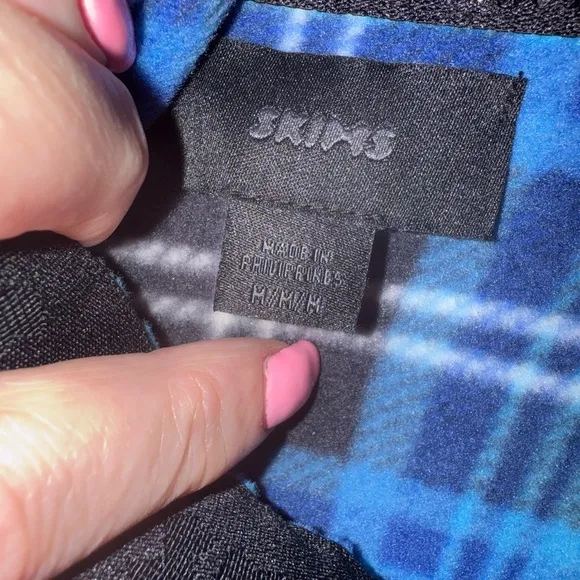 $115 NWOT SKIMS GENDER INCLUSIVE COBALT BLUE FLANNEL PJS PAJAMAS MEDIUM LARGE