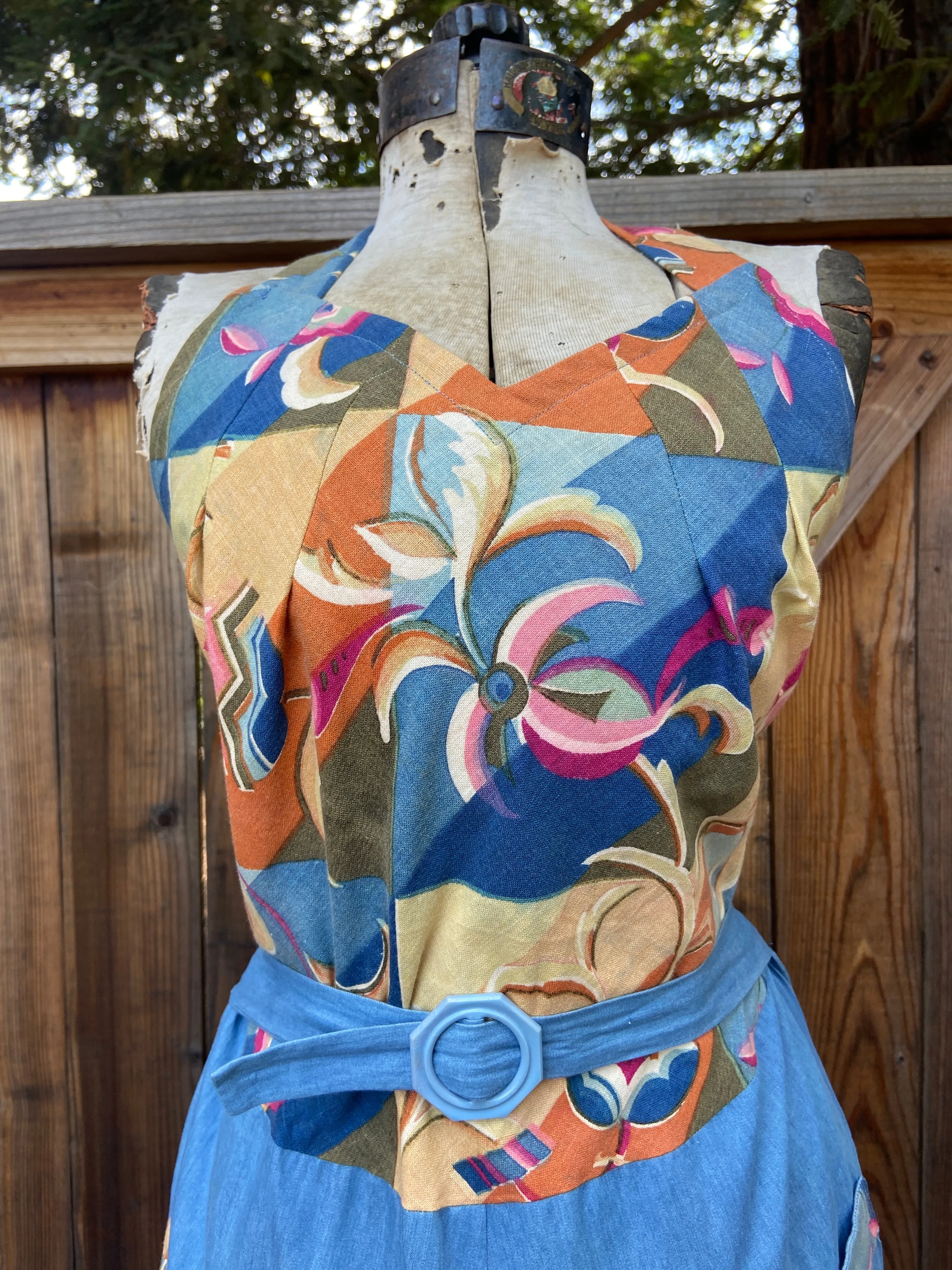 1930s Style Handmade Chambray Beach Pajamas