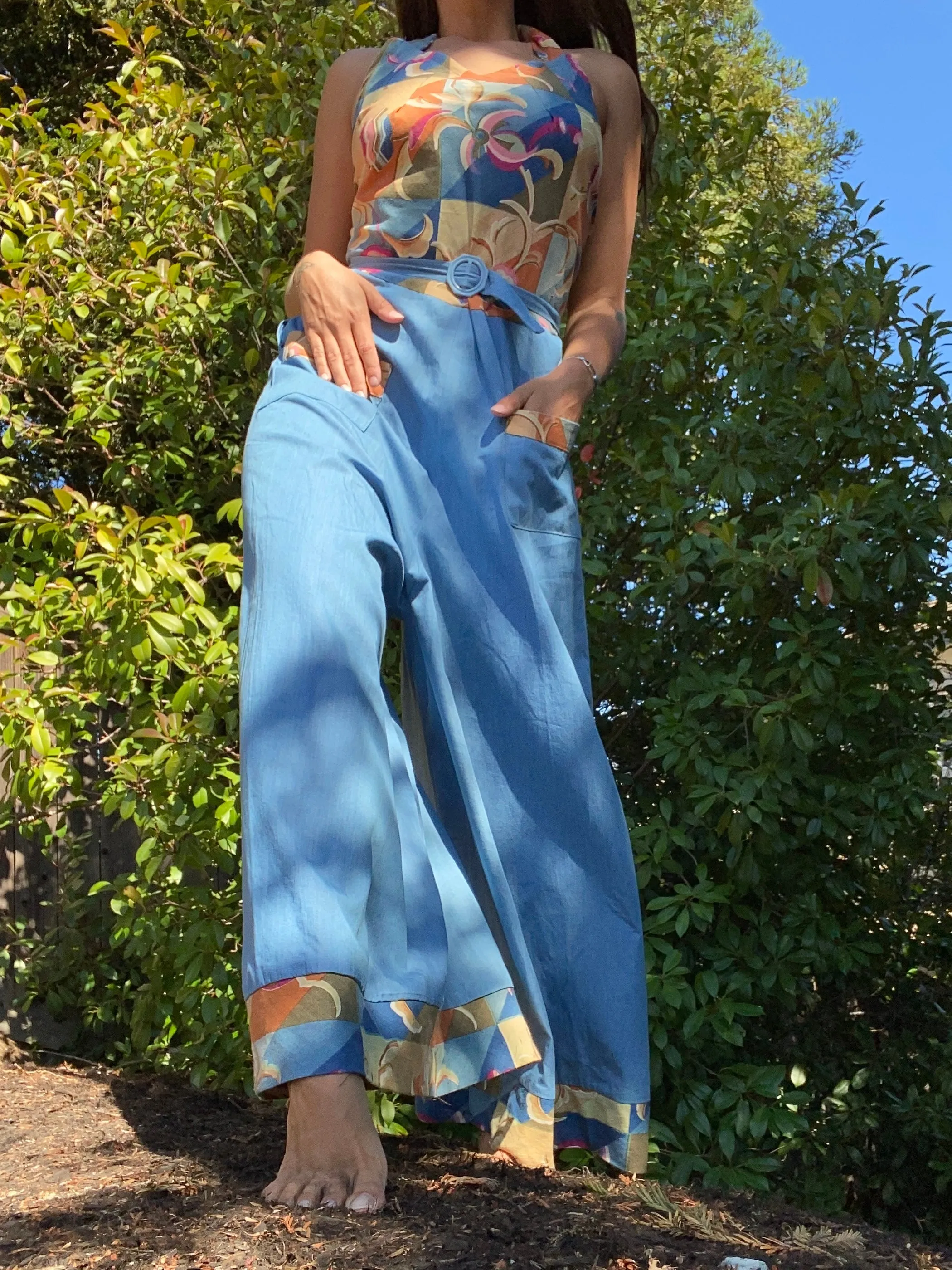 1930s Style Handmade Chambray Beach Pajamas