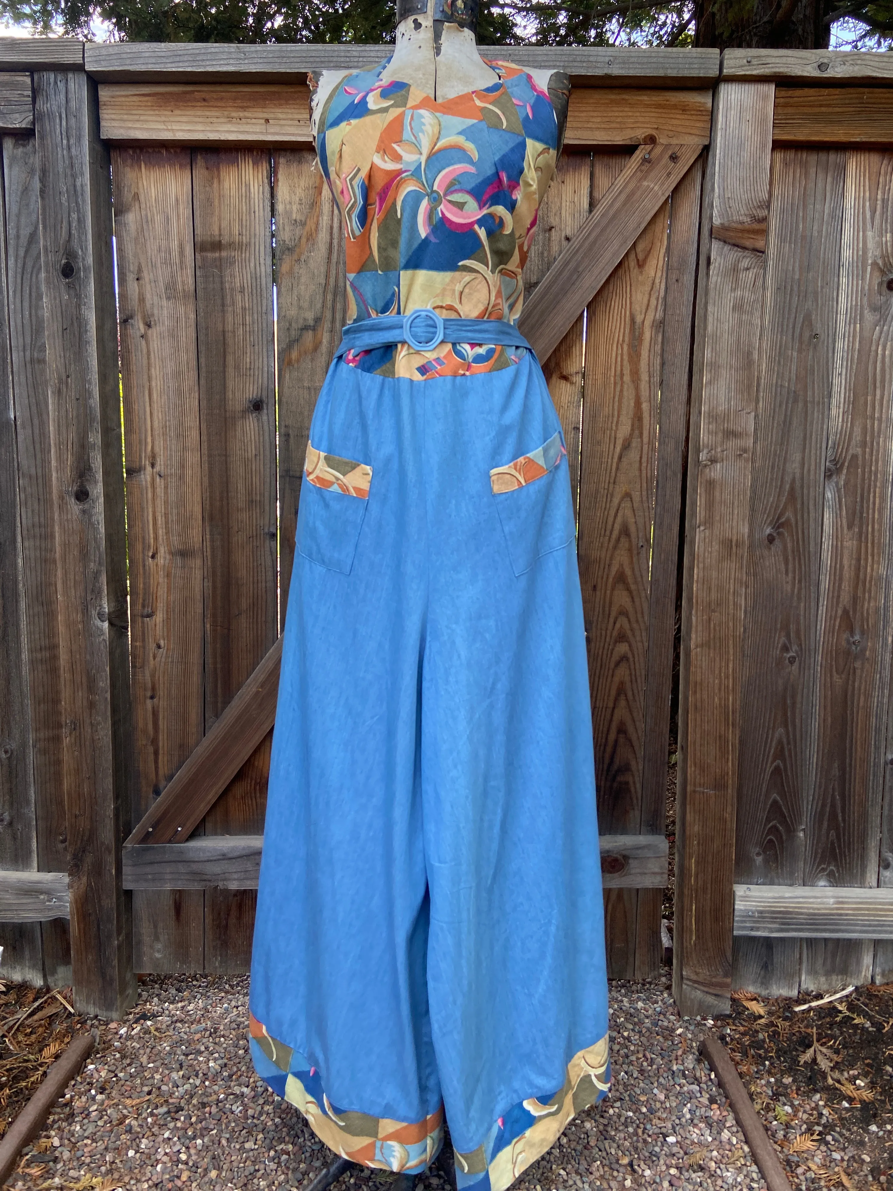 1930s Style Handmade Chambray Beach Pajamas