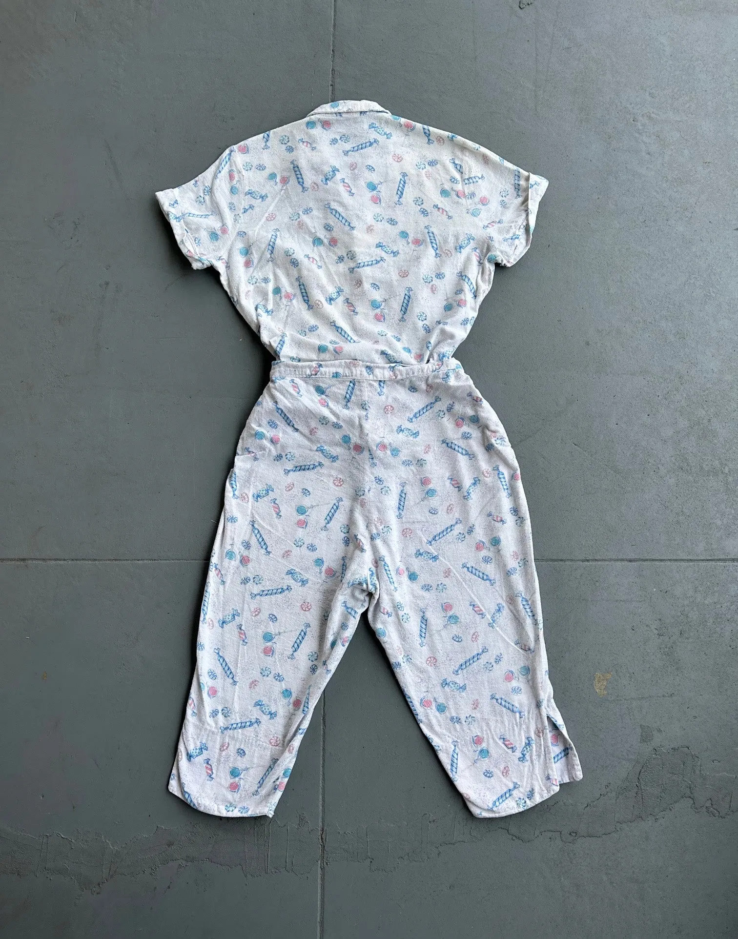 1950s flannel jumpsuit . vintage 50s novelty print romper . size small to s/m