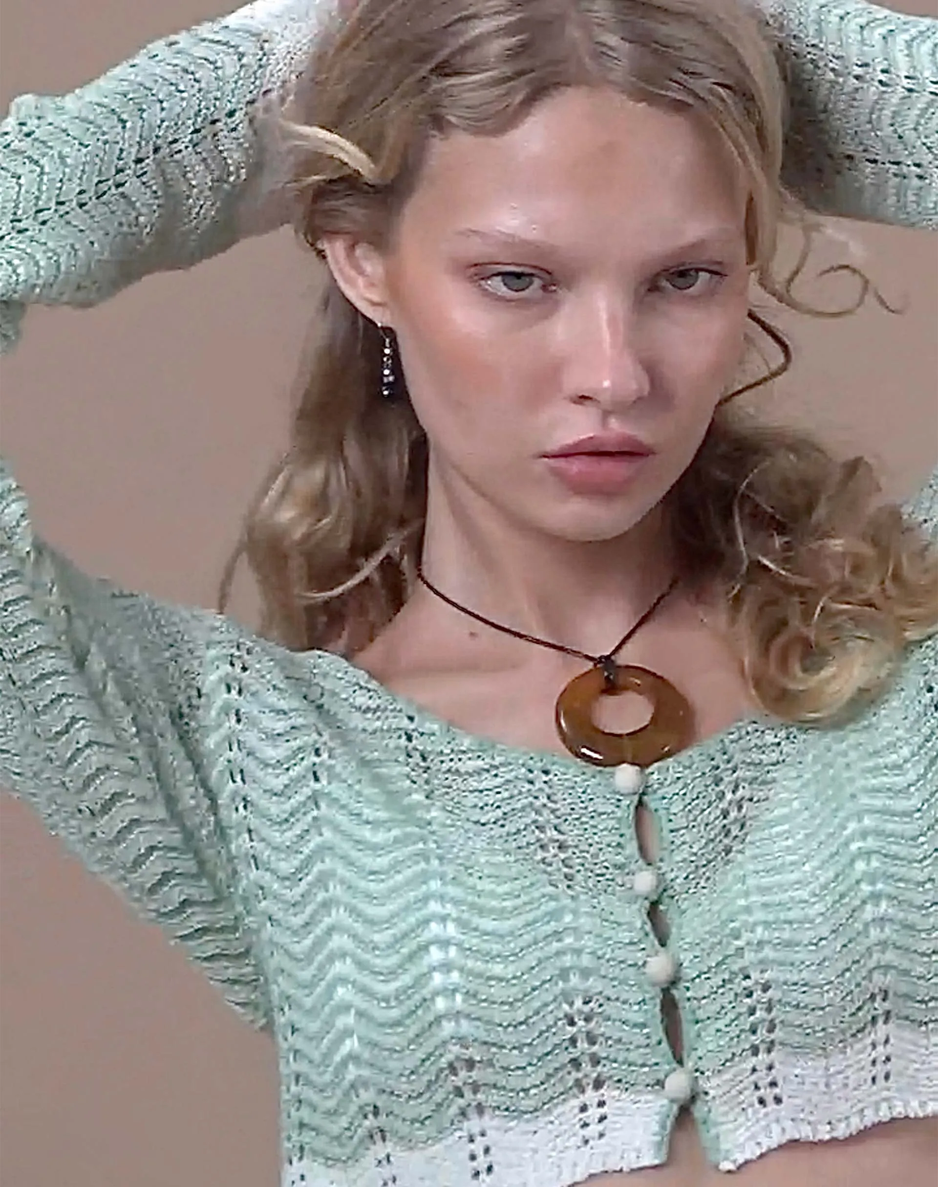Aesha Cropped Cardigan in Sage Cream