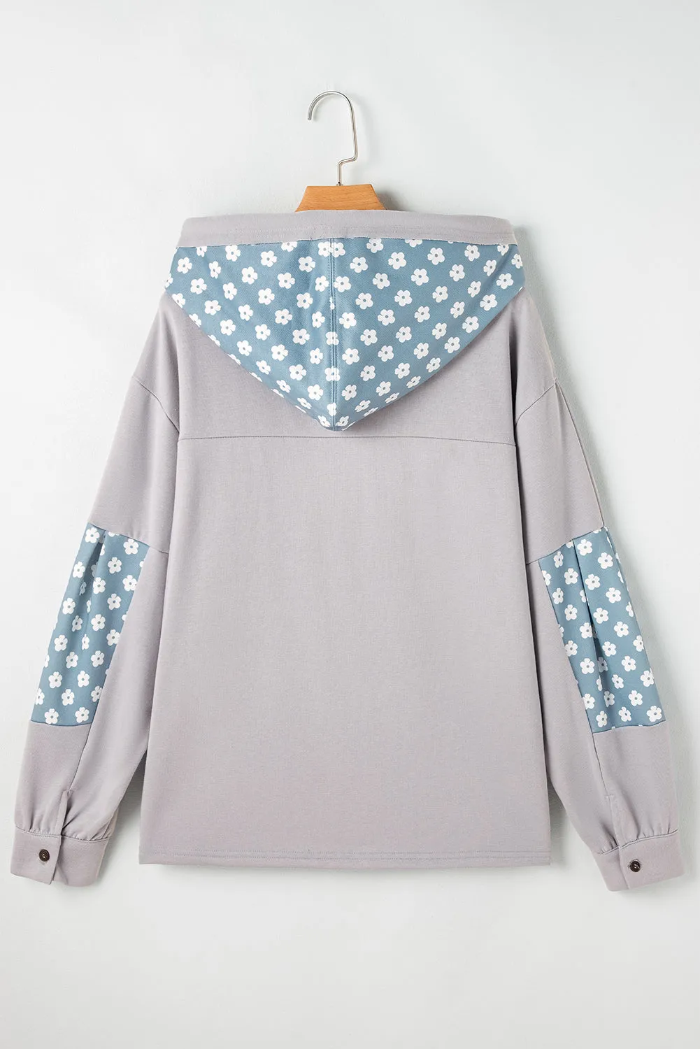 Alison, Floral Patchwork Star Pattern Drawstring Hoodie