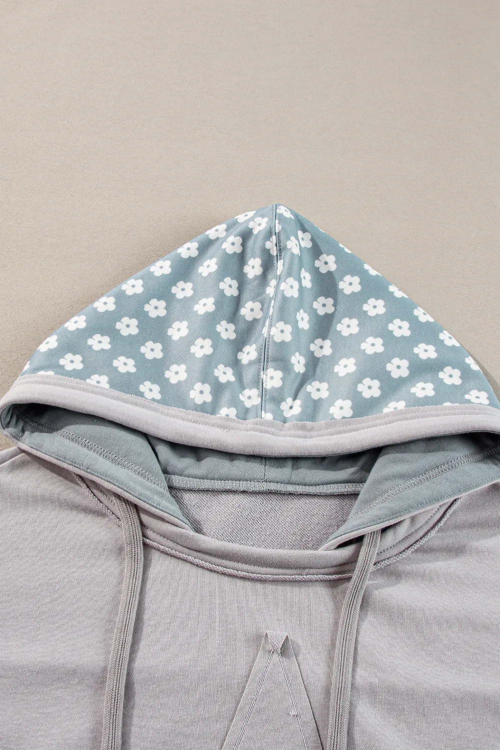 Alison, Floral Patchwork Star Pattern Drawstring Hoodie