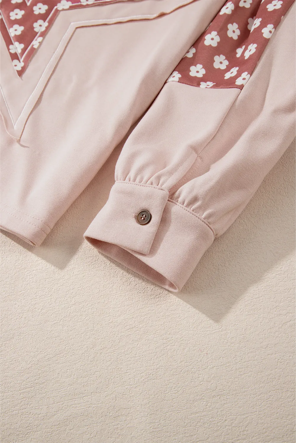 Alison, Floral Patchwork Star Pattern Drawstring Hoodie