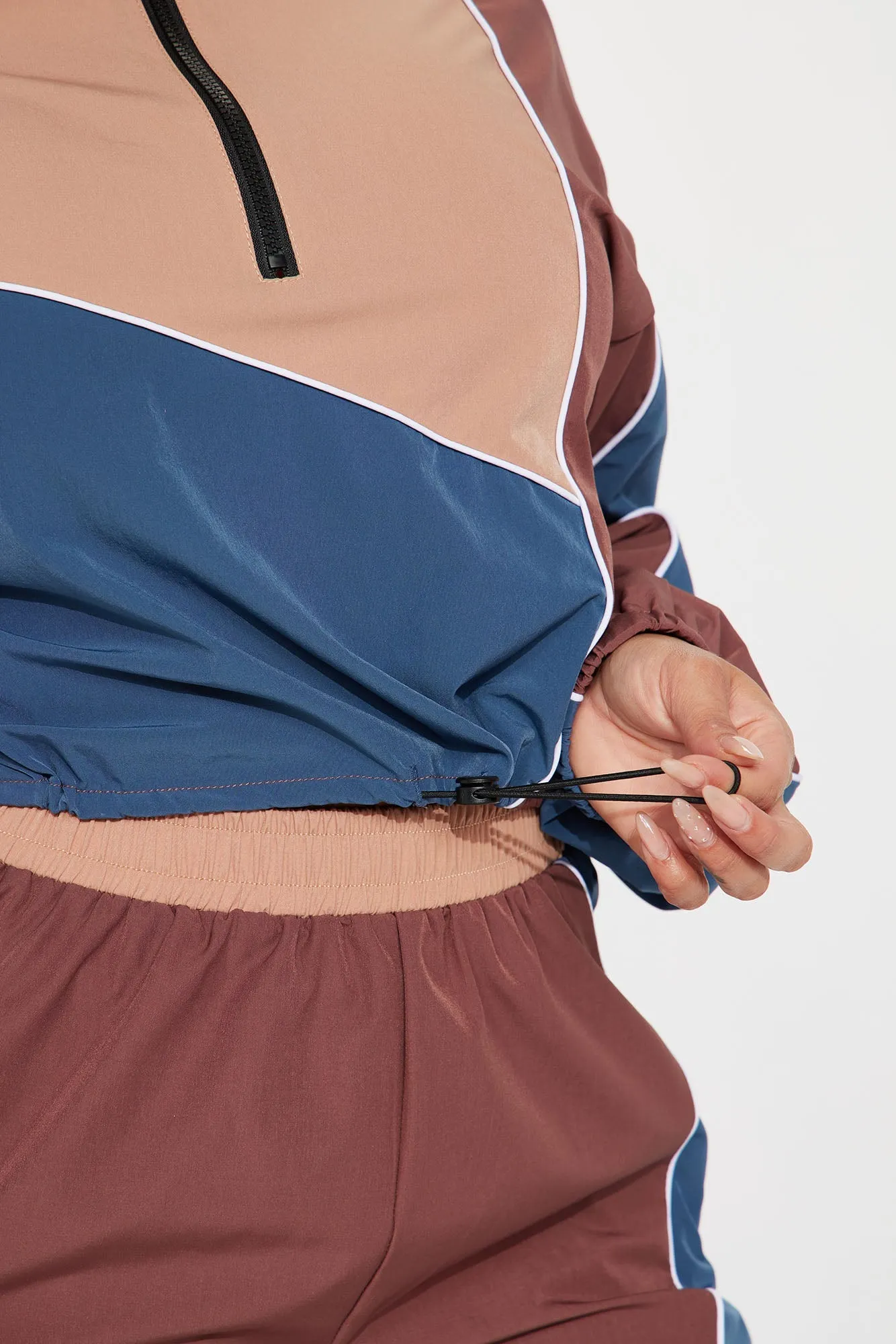 Andrea Windbreaker Jogger Set - Brown/combo