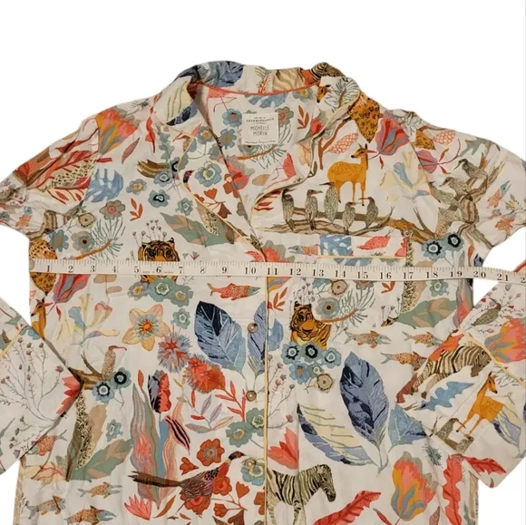Anthropologie x Michele Morin Set ANIMALIA Zoo Wildlife Print Women's Small Pj's