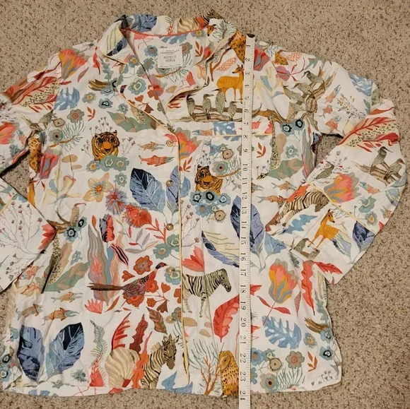 Anthropologie x Michele Morin Set ANIMALIA Zoo Wildlife Print Women's Small Pj's