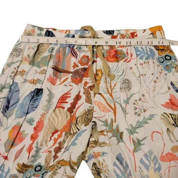 Anthropologie x Michele Morin Set ANIMALIA Zoo Wildlife Print Women's Small Pj's
