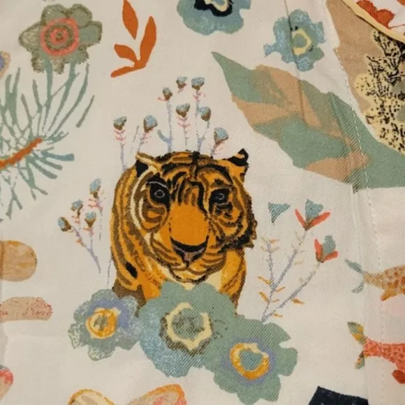 Anthropologie x Michele Morin Set ANIMALIA Zoo Wildlife Print Women's Small Pj's