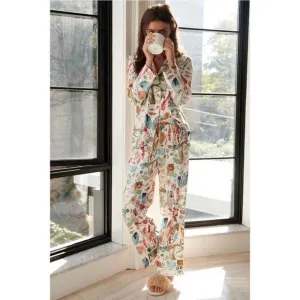 Anthropologie x Michele Morin Set ANIMALIA Zoo Wildlife Print Women's Small Pj's