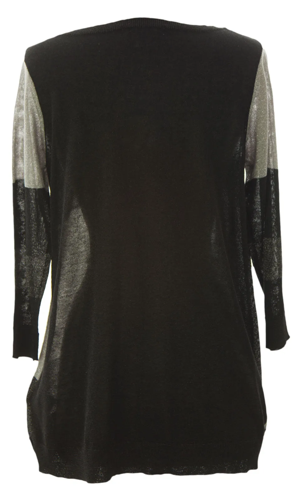 August Silk Women's Colorblock Metallic 3/4 Sleeve Sweater NWT $68