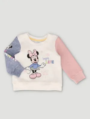 Baby Girls Minnie Colorblock Sweat Top - Cream