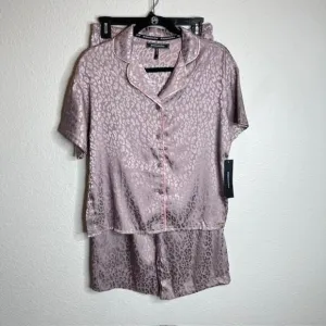 BCBG New Luxe Mauve Leopard Loungewear Set Size Small Pajama Pants &amp; Top