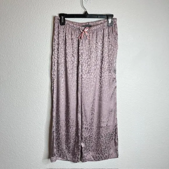 BCBG New Luxe Mauve Leopard Loungewear Set Size Small Pajama Pants &amp; Top