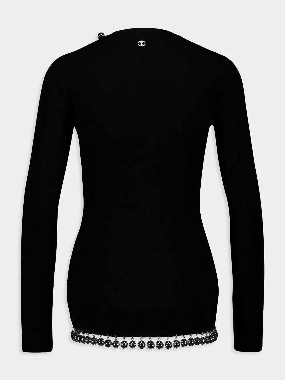 Beaded V-Neck Wool Cardigan