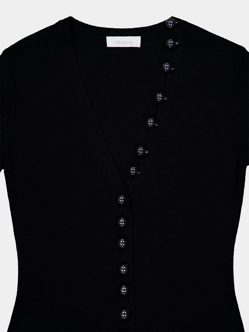 Beaded V-Neck Wool Cardigan