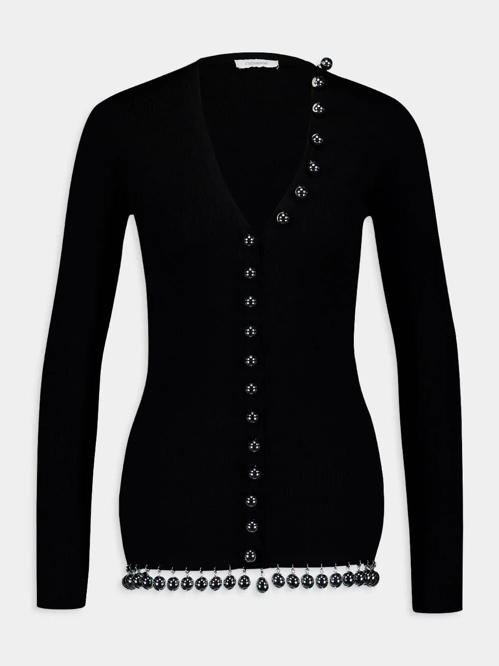 Beaded V-Neck Wool Cardigan