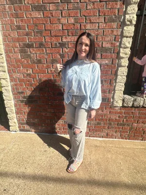 Belle of the Bow Sweatshirt: Light Blue