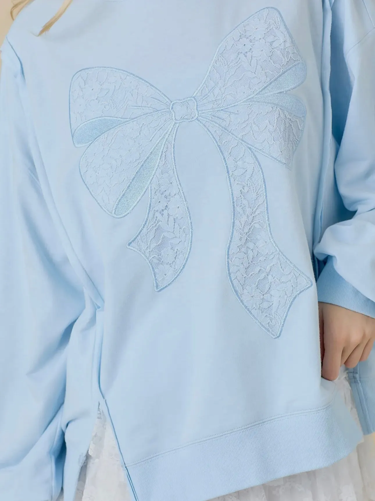 Belle of the Bow Sweatshirt: Light Blue