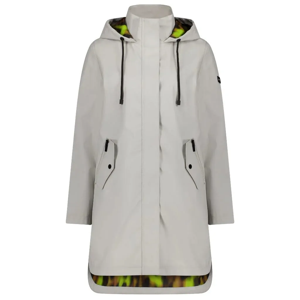 Billie PU Coated Rain Coat - Ice Crystal with Big Cat Blur