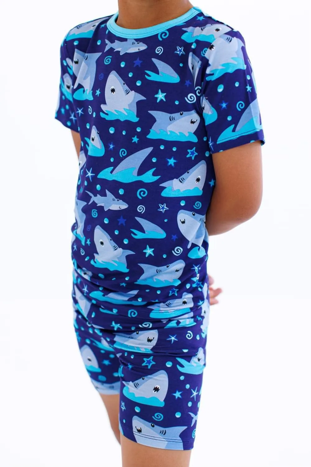 Birdie Bean Gavin Sharks 2-piece Short Sleeve Kids Pajamas with Shorts