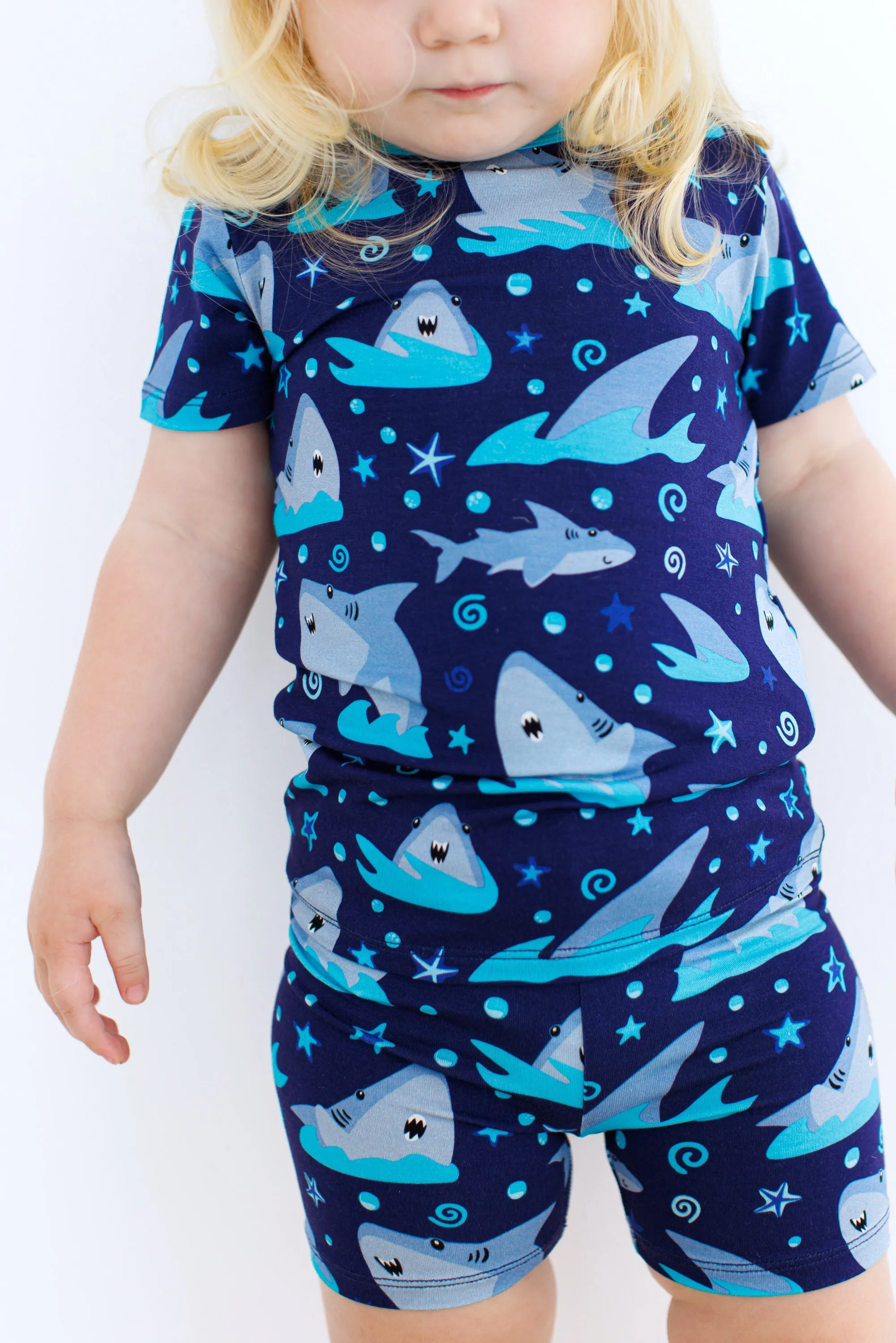 Birdie Bean Gavin Sharks 2-piece Short Sleeve Kids Pajamas with Shorts