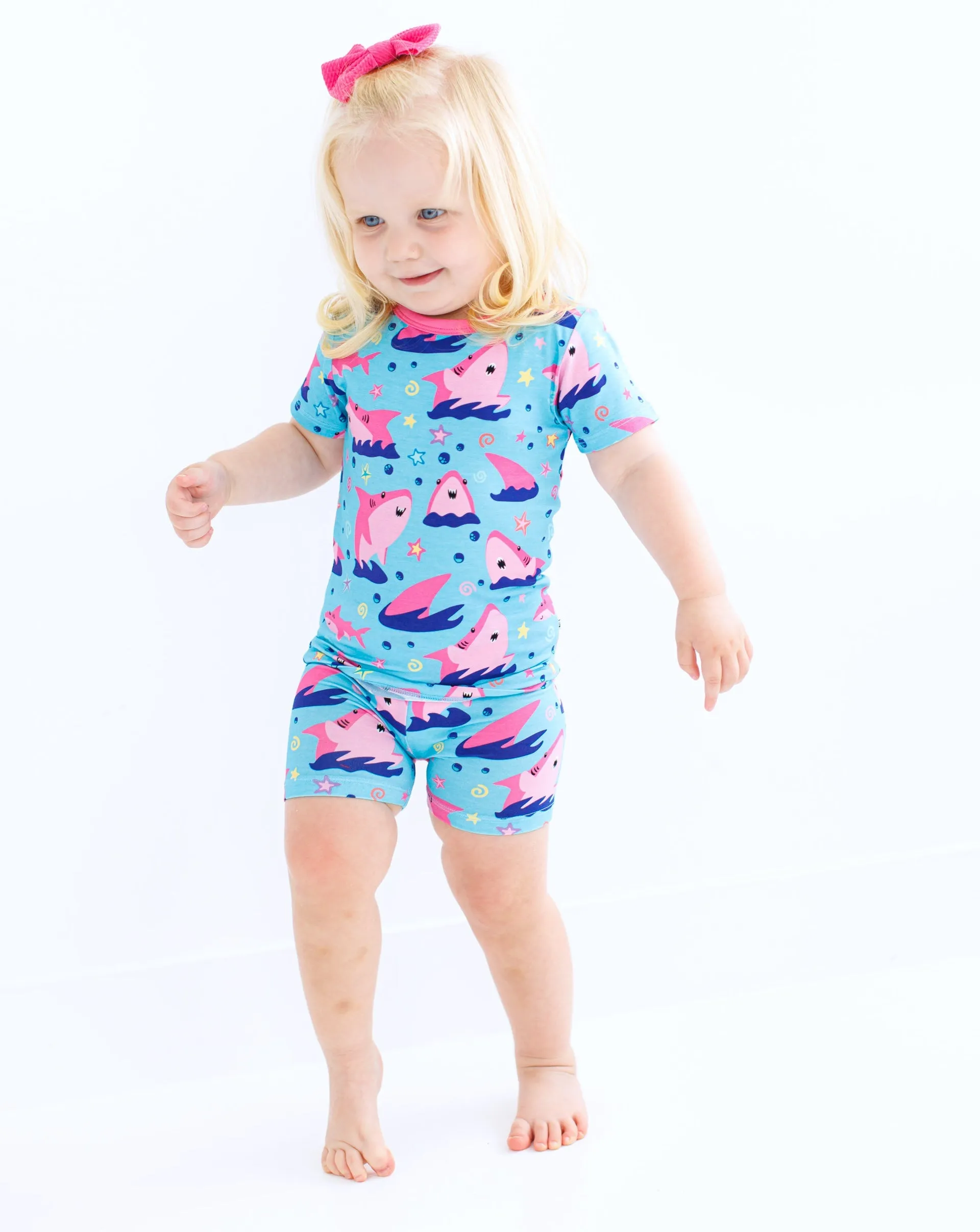 Birdie Bean Gwen Sharks 2-piece Short Sleeve Kids Pajamas with Shorts