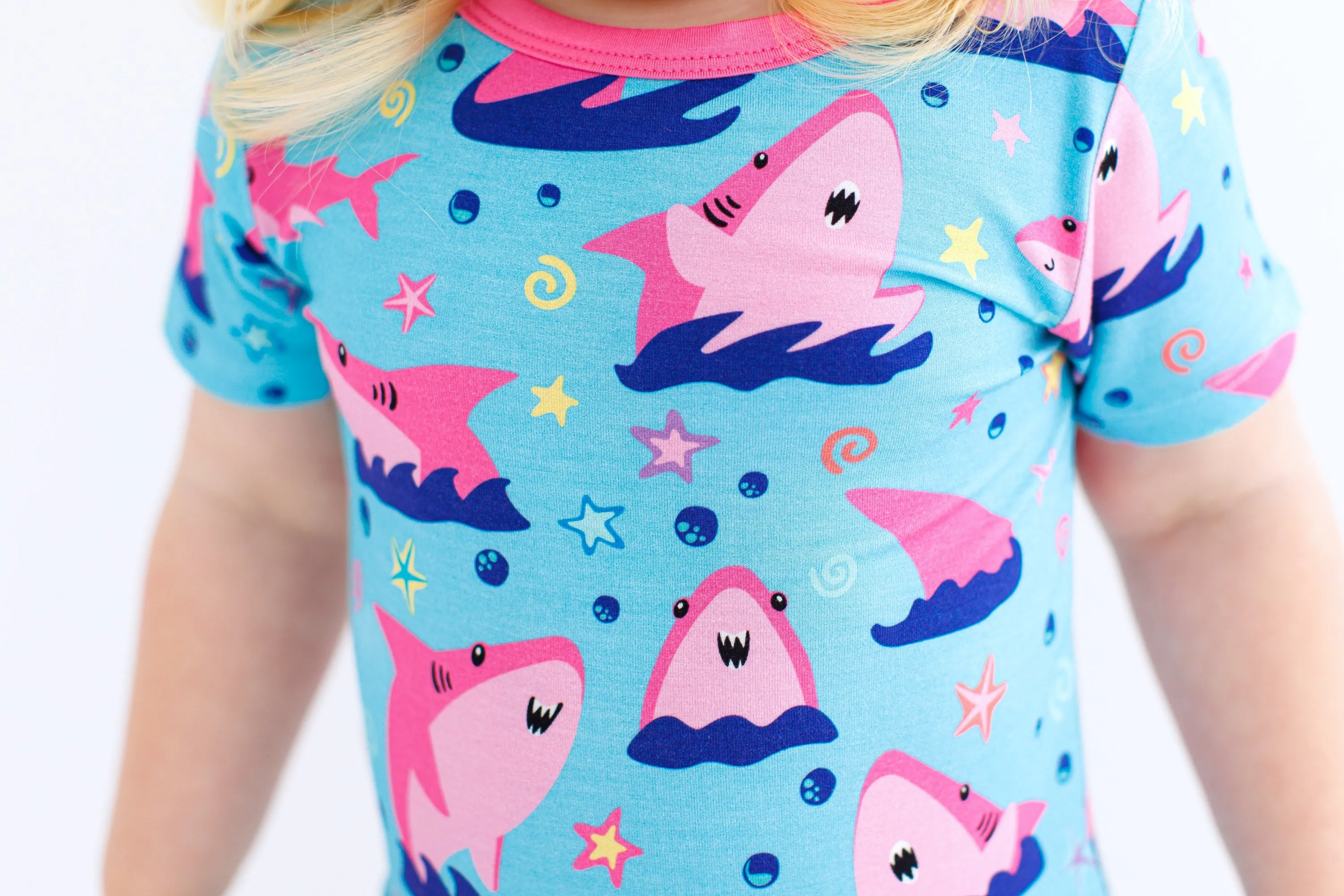 Birdie Bean Gwen Sharks 2-piece Short Sleeve Kids Pajamas with Shorts