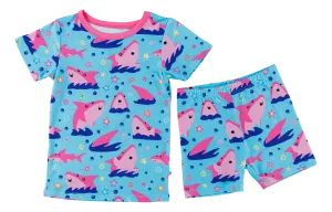 Birdie Bean Gwen Sharks 2-piece Short Sleeve Kids Pajamas with Shorts