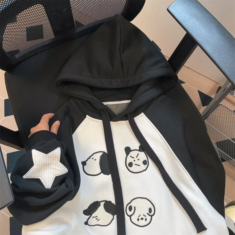 Black and White Colorblock Hoodie  UB96062