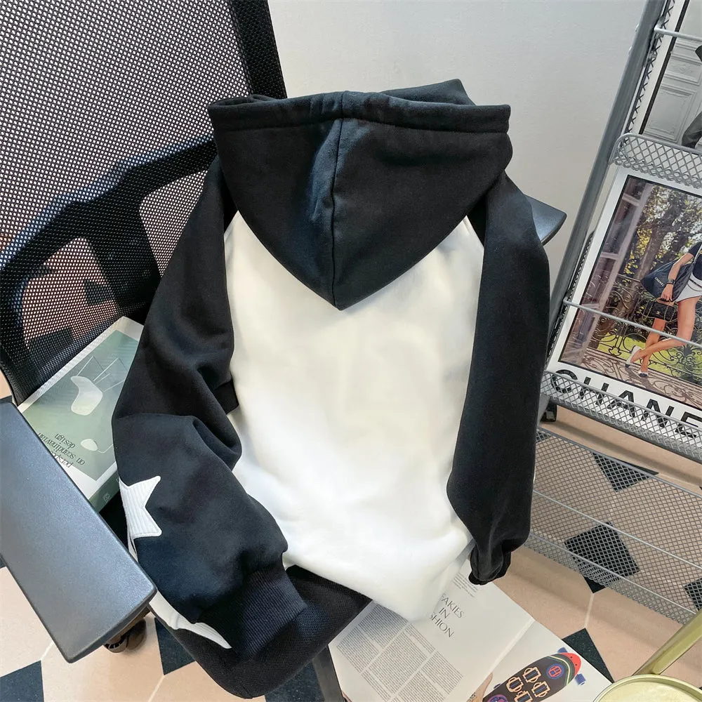 Black and White Colorblock Hoodie  UB96062