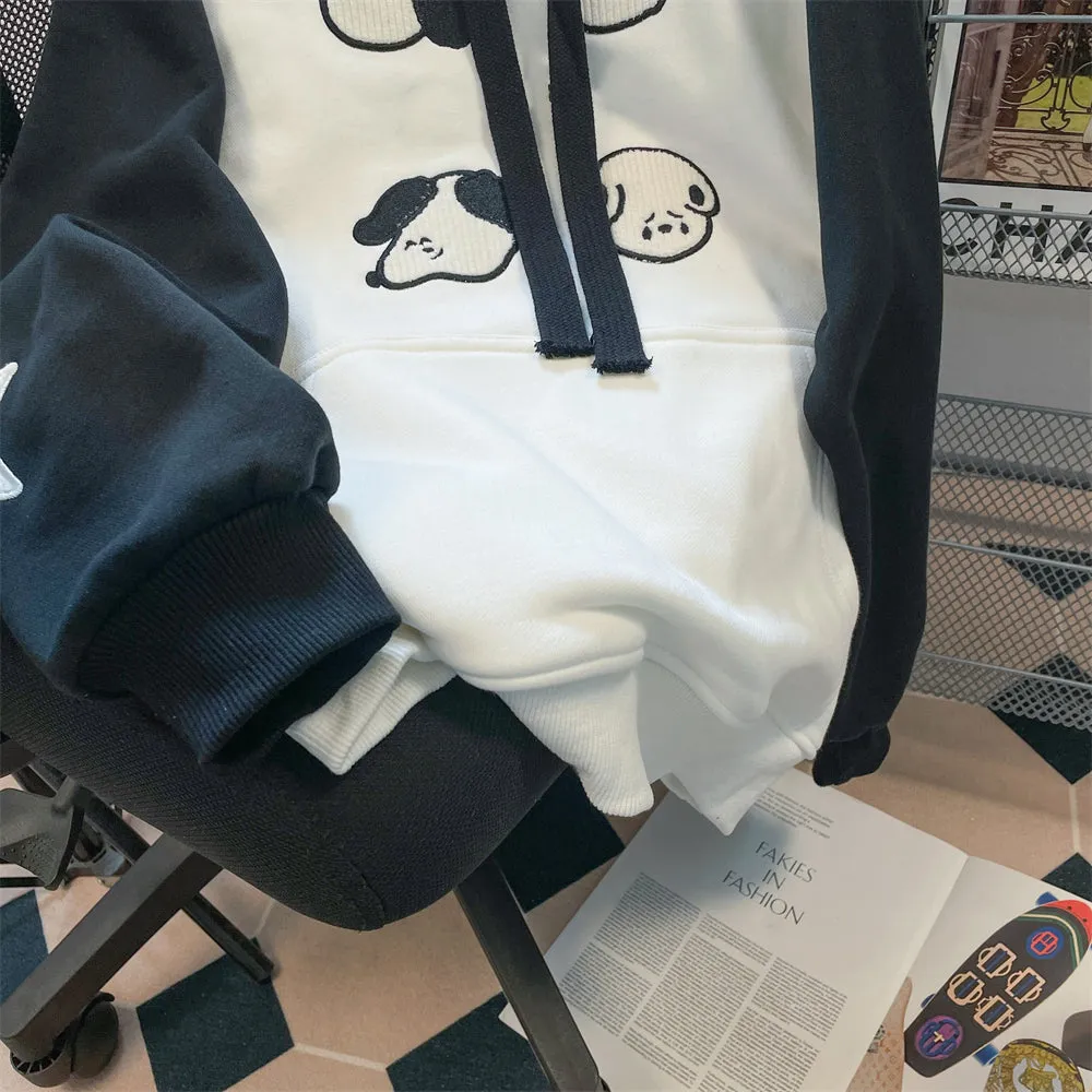 Black and White Colorblock Hoodie  UB96062