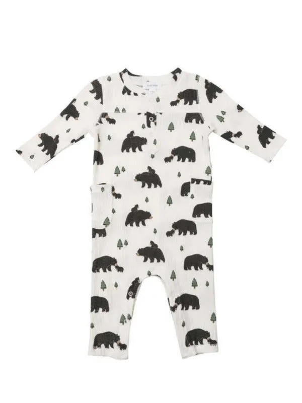 Black Bear Waffle Knit Romper