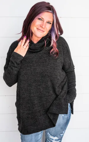 Black Cowl Neck Knit Top - Final Sale*