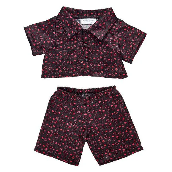 Black Heart Satin Pajamas