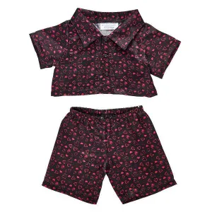 Black Heart Satin Pajamas