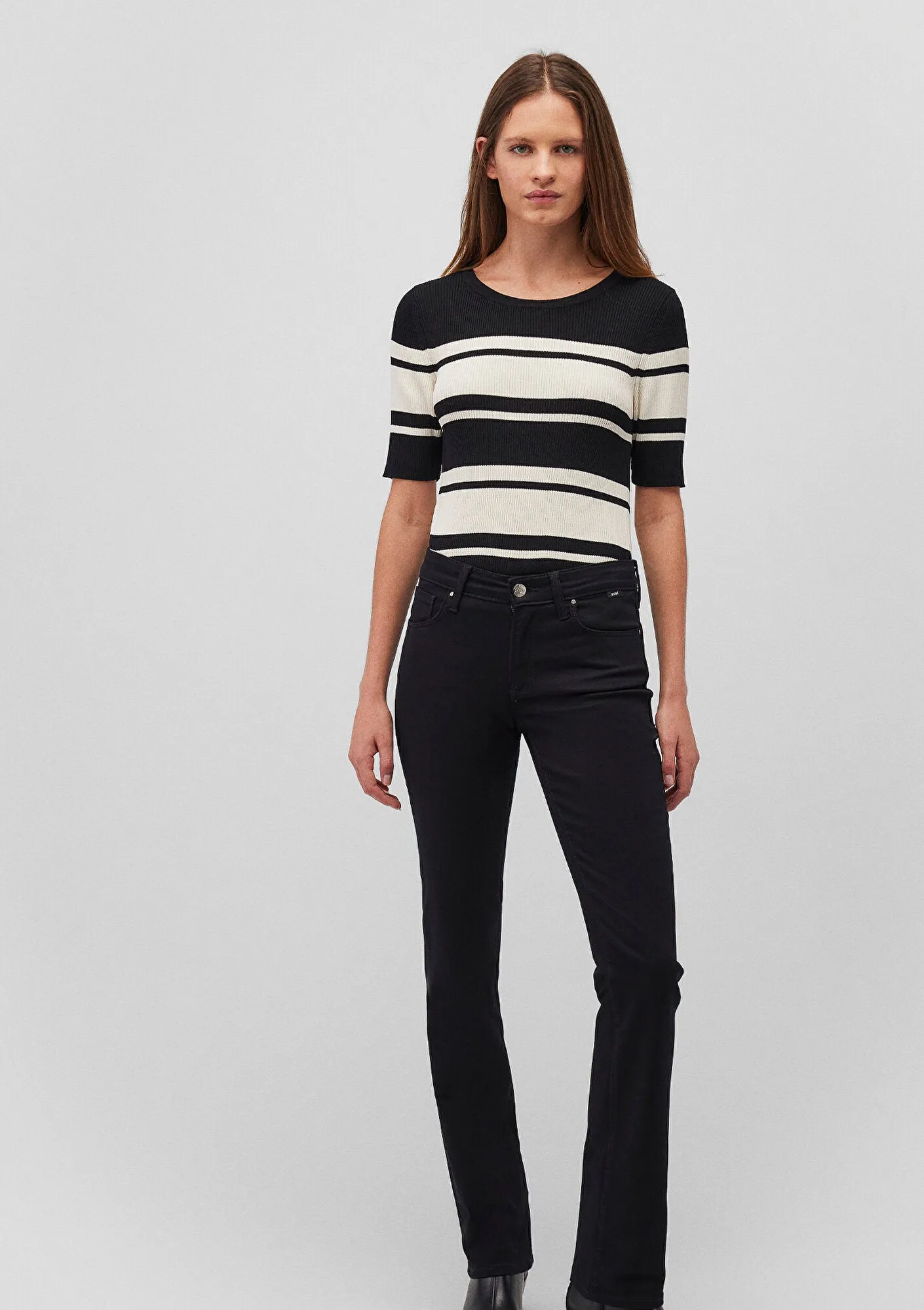 Black Striped Crewneck Sweater