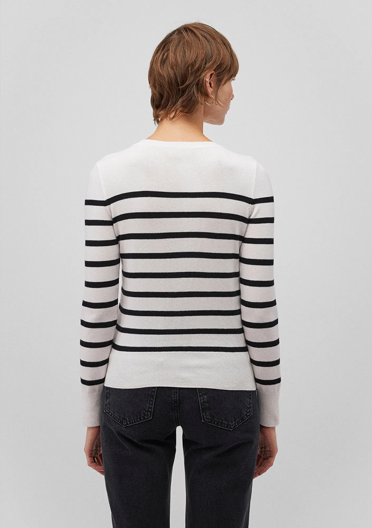 Black Striped Crewneck Sweater