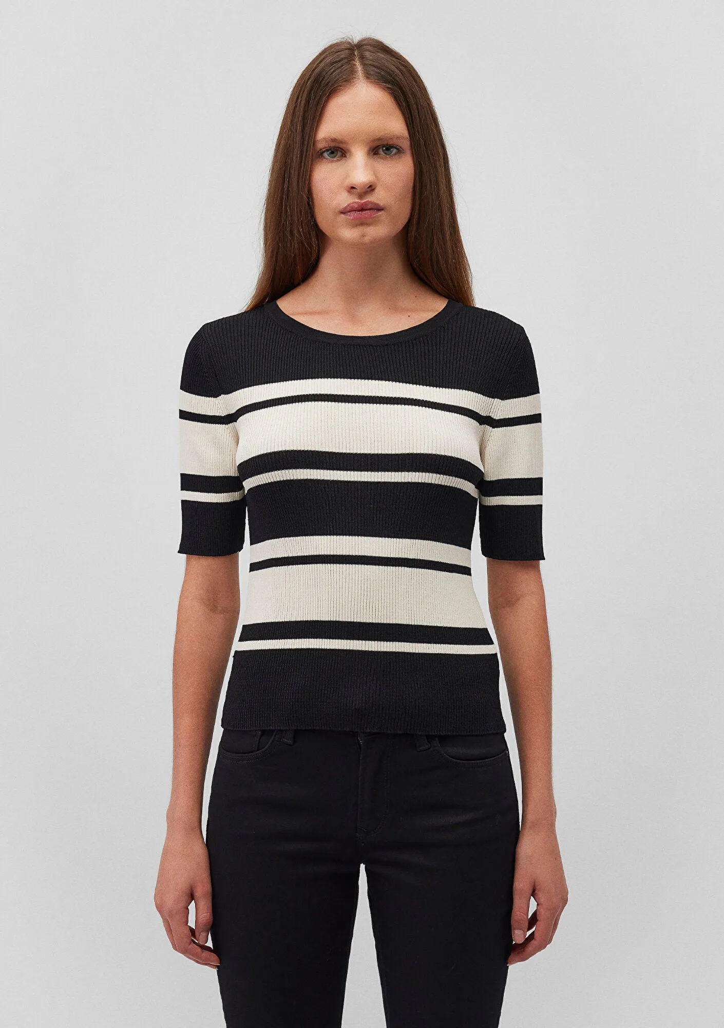 Black Striped Crewneck Sweater
