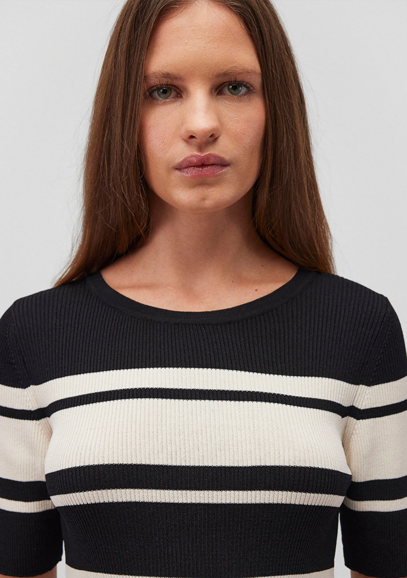 Black Striped Crewneck Sweater