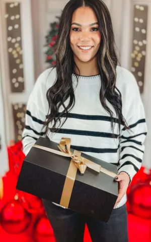 Black White Striped Sweater** - Final Sale