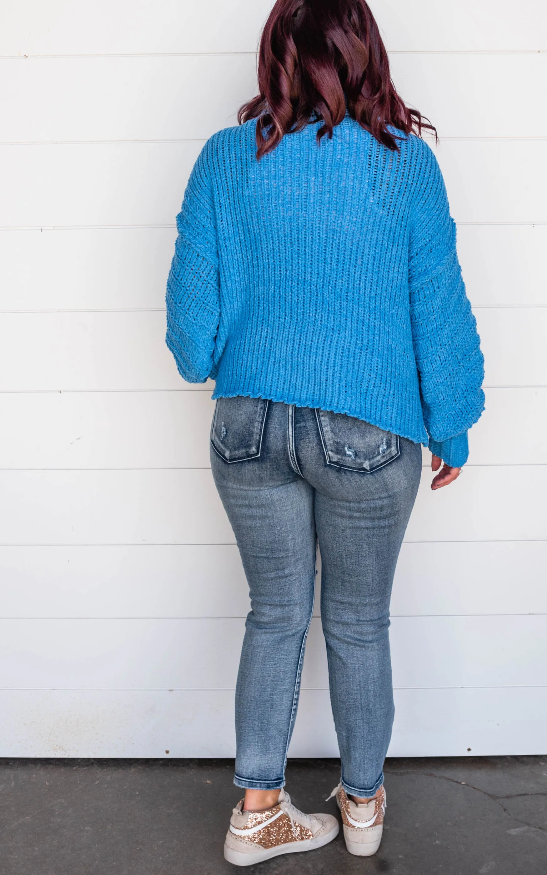 Blue Cowl Neck Sweater - Final Sale