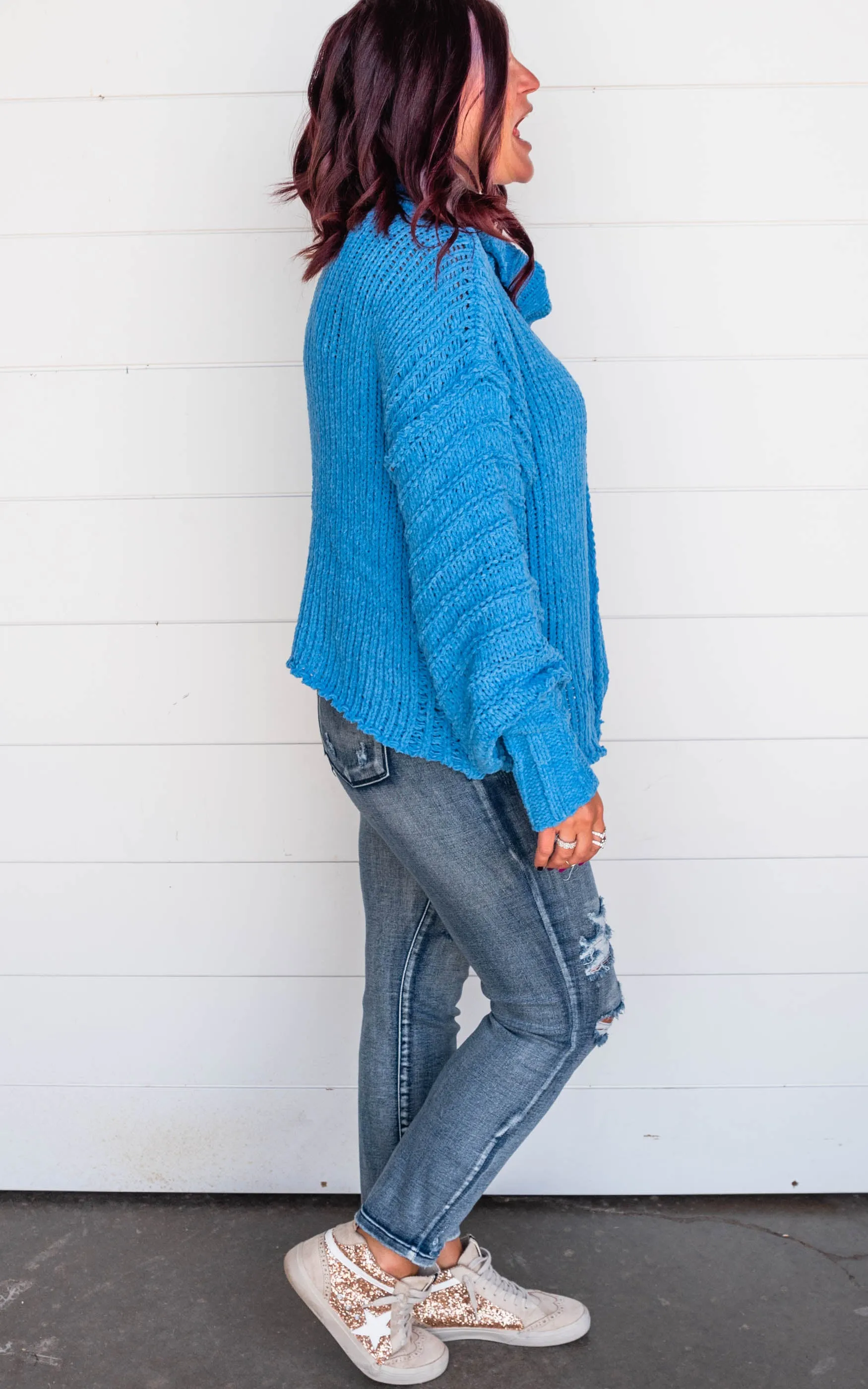 Blue Cowl Neck Sweater - Final Sale