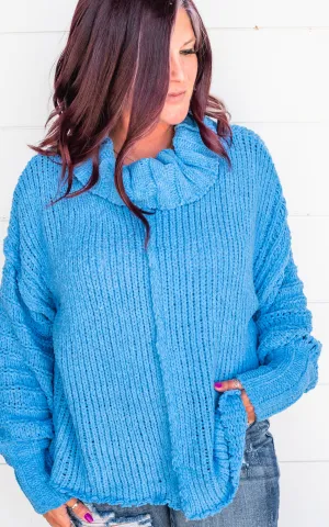 Blue Cowl Neck Sweater - Final Sale