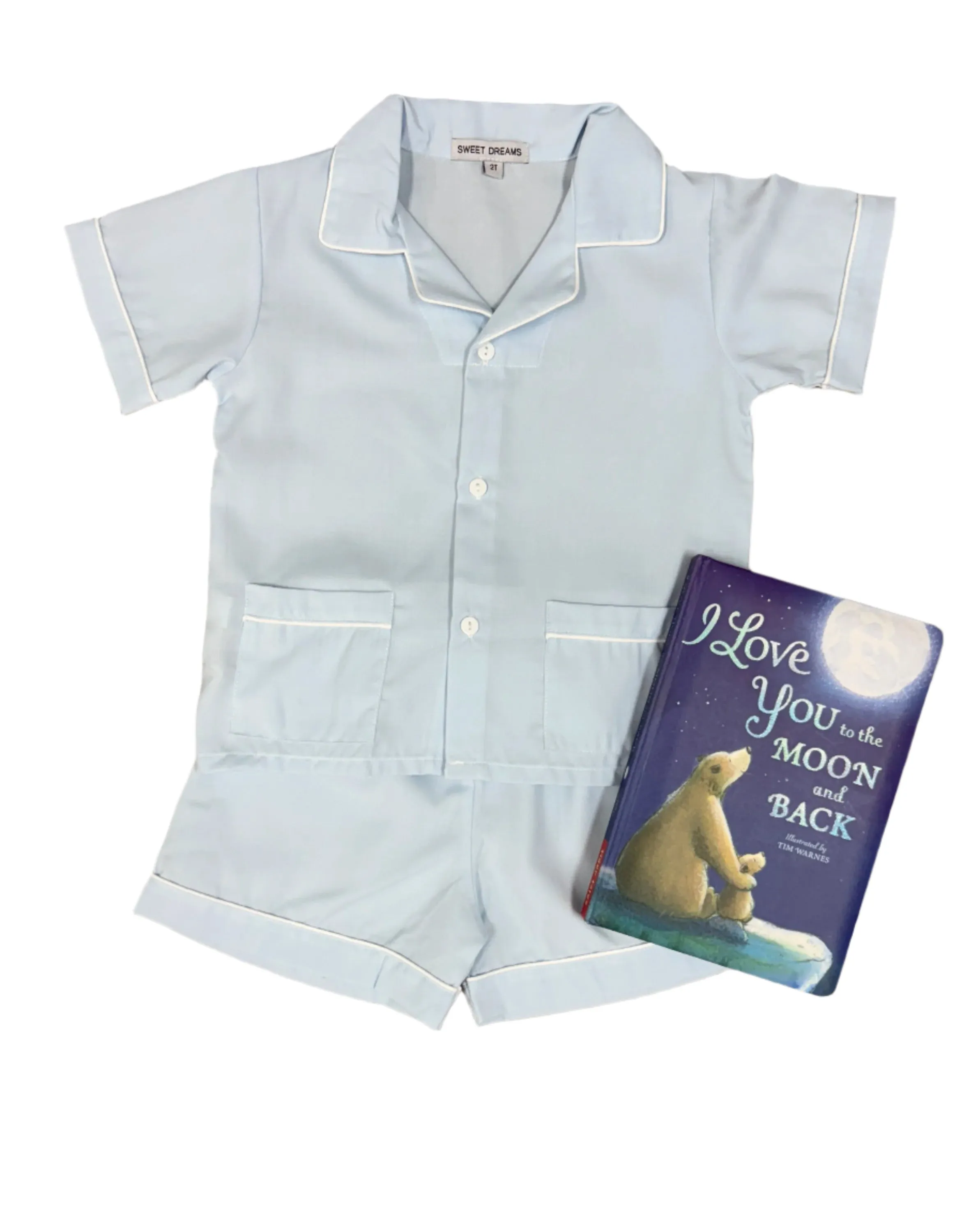 Blue with White Trim Boy's Short PJ Set