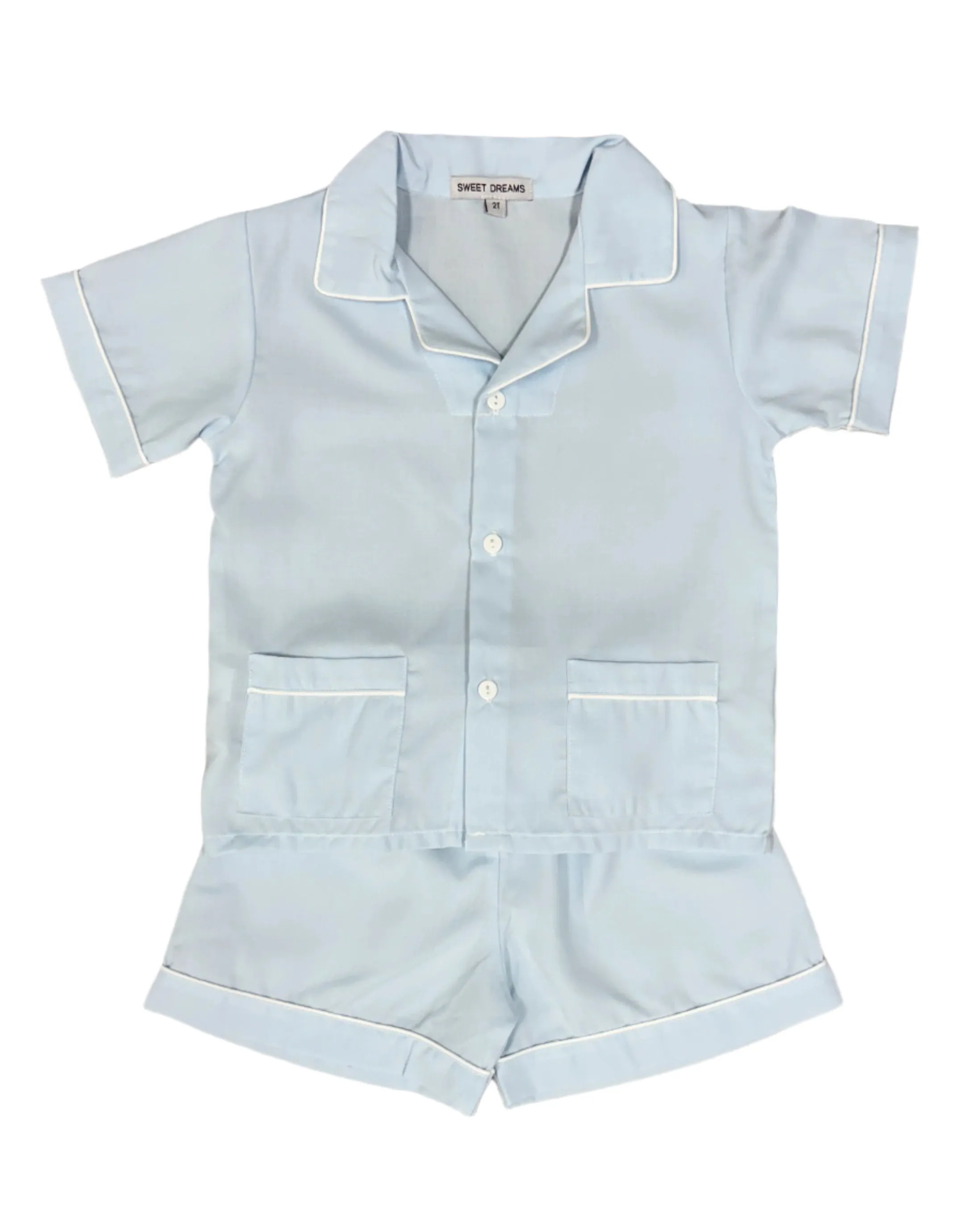 Blue with White Trim Boy's Short PJ Set