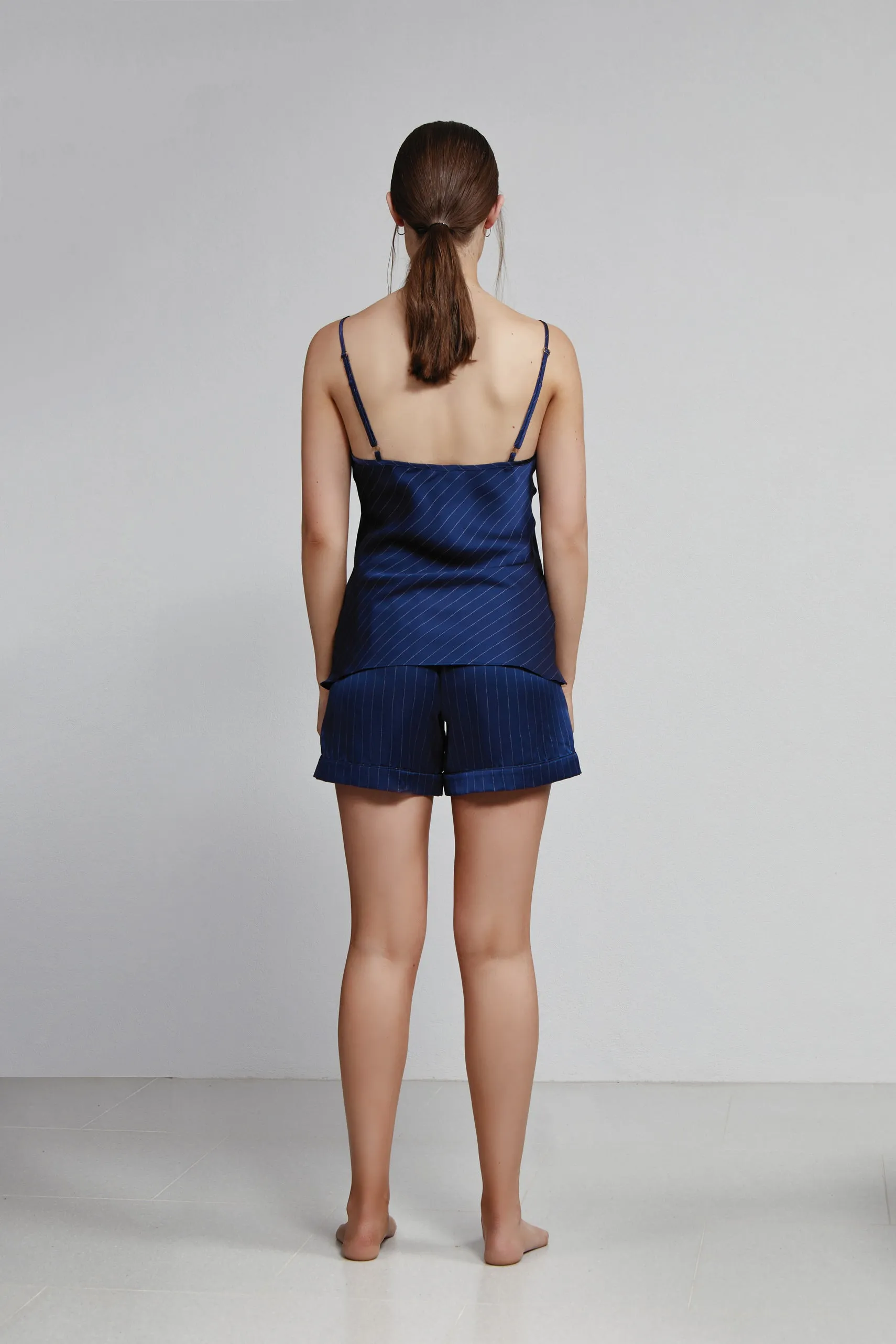 boxer short, navy pinstripe