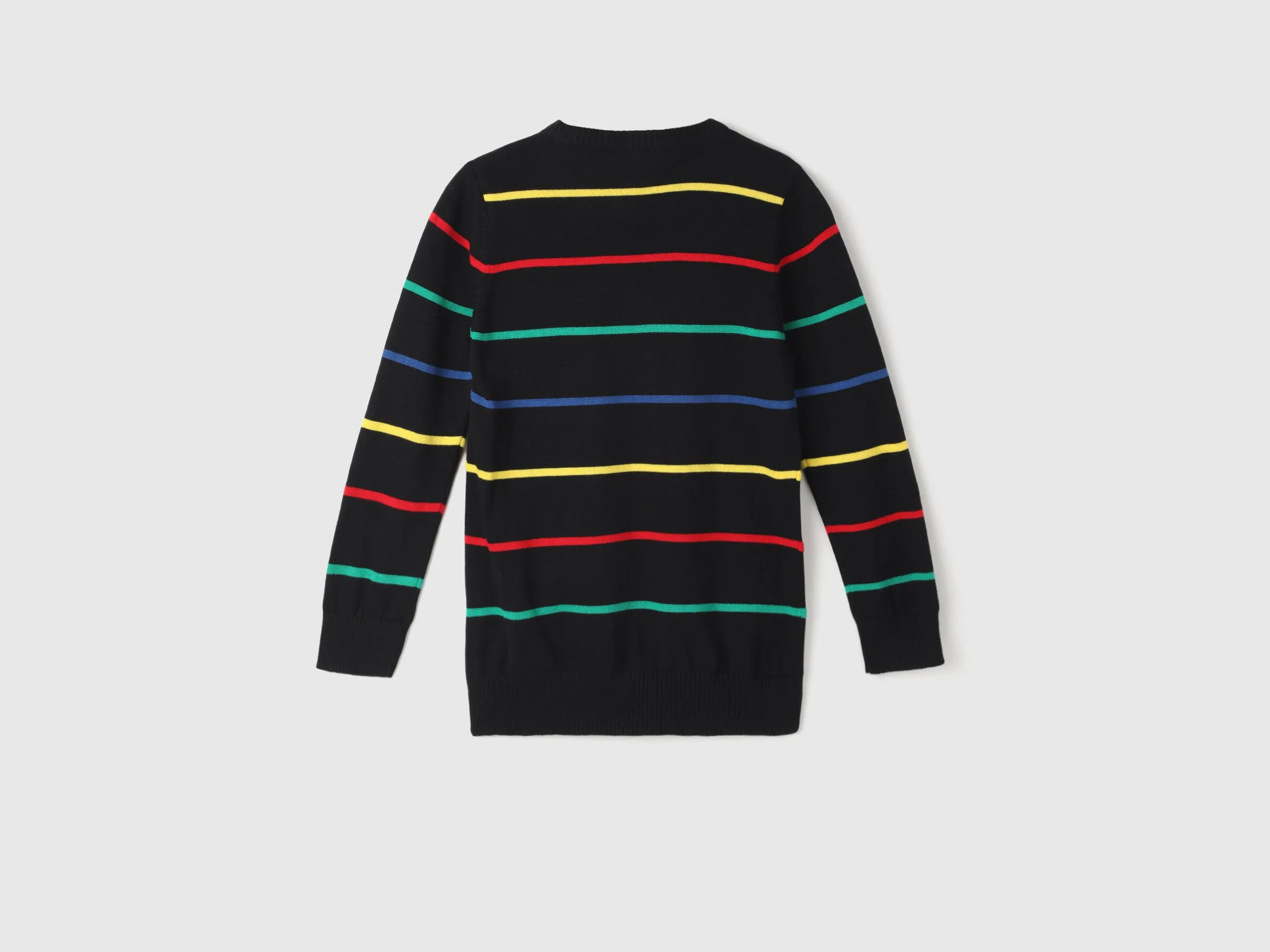 Boy's Regular Fit Round Neck Striped Sweaters