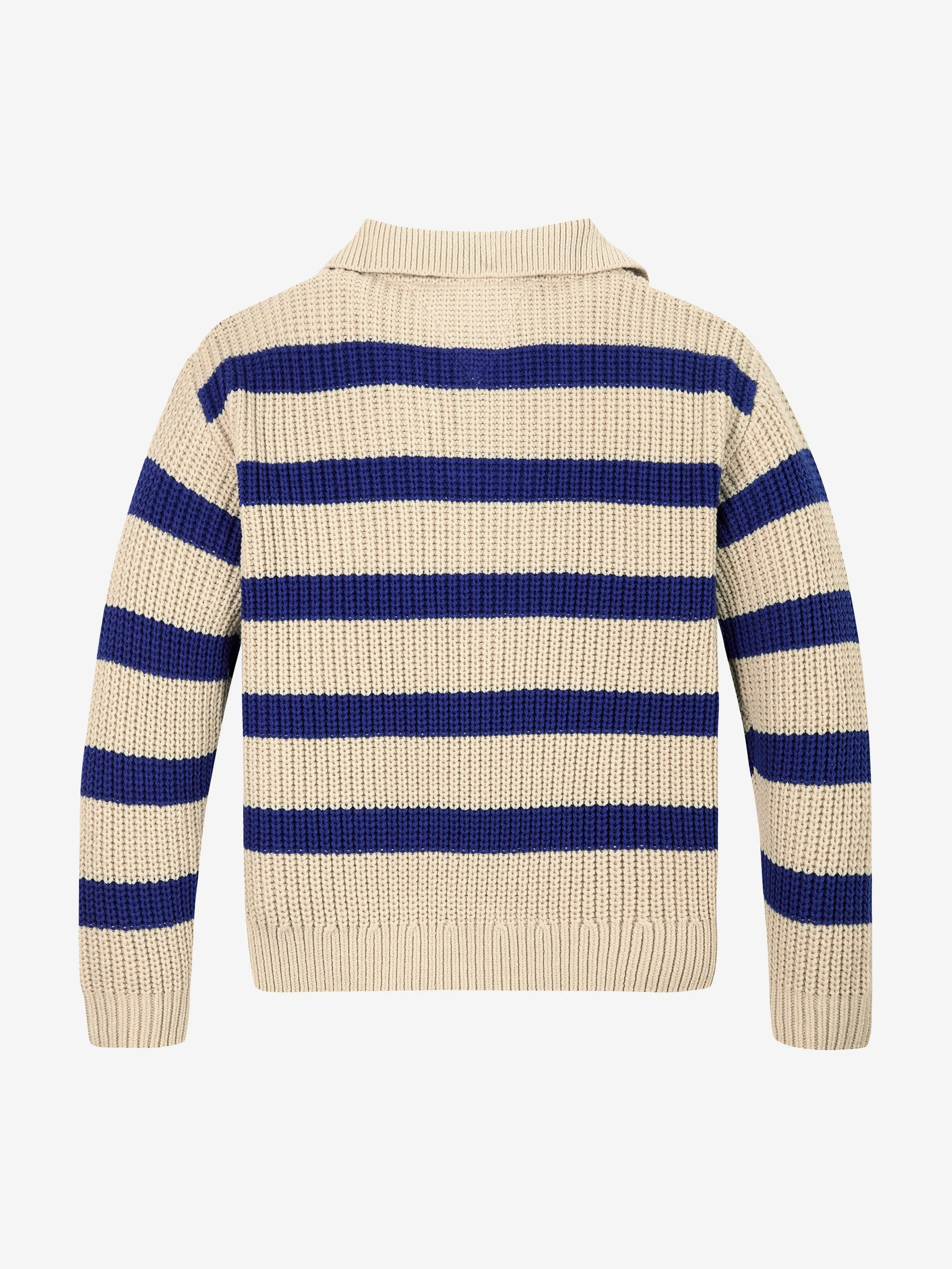 Boys Striped Mock Neck Jumper in Beige